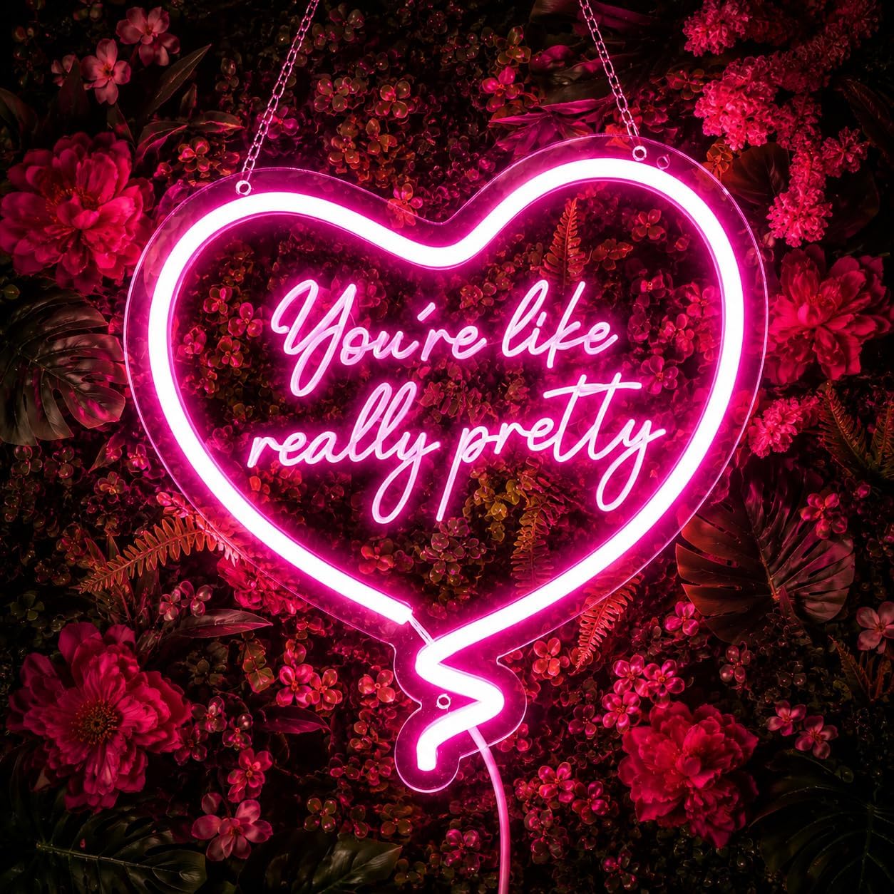 Neon Sign Party - Roze hart neonbord, je bent echt