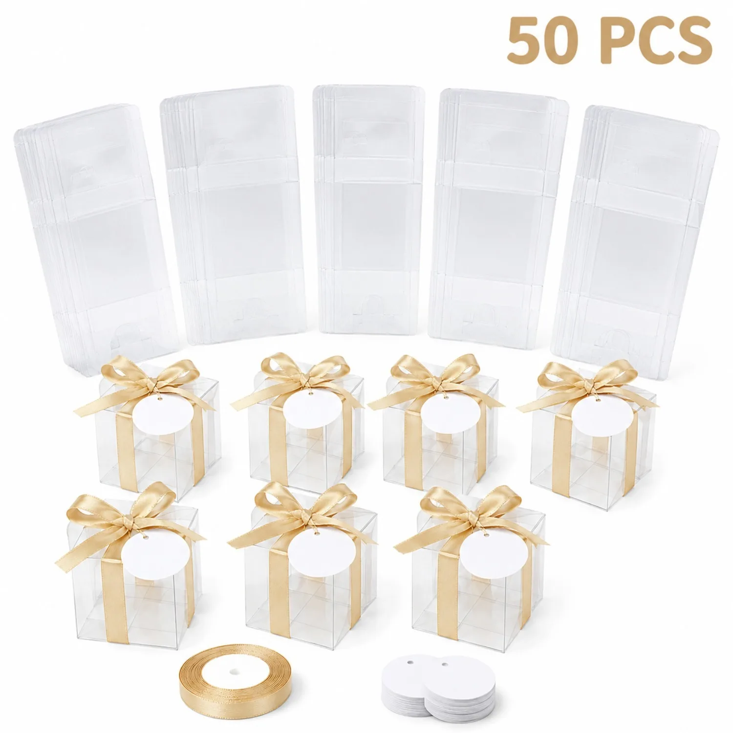 Event Party Box - 20/50 transparante cadeaudozen met gouden draad